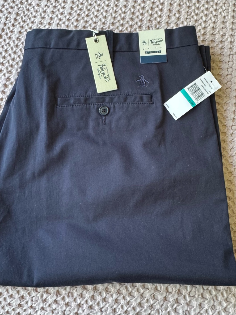 Original Penguin Men's Navy Chino Pants Slim Fit Navy Cotton 46x32 NWT